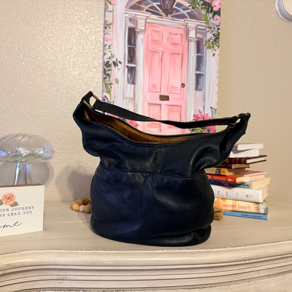 Classic Black Leather Shoulder Bag